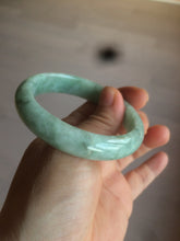 Load image into Gallery viewer, 52.5mm Certified Type A 100% Natural green/gray oval Jadeite Jade  bangle U124-7143
