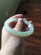 Load image into Gallery viewer, 54.7mm 100% Natural fresh icy light green frosted glass polished nephrite Hetian Jade bangle J37-0081
