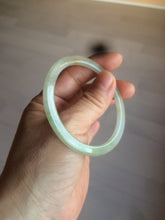 Load image into Gallery viewer, 52mm type A 100% Natural icy watery light green/yellow thin flat style Jadeite Jade bangle U121-0758
