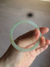 Load image into Gallery viewer, 52mm type A 100% Natural icy watery light green/yellow thin flat style Jadeite Jade bangle U121-0758
