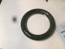 Load image into Gallery viewer, 57.3mm certified 100% Natural dark green/gray/black chubby round cut nephrite(碧玉) Hetian Jade bangle HE54-0135
