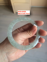 Load image into Gallery viewer, 52-60mm certified Type A 100% Natural icy light green/white snowy super thin Jadeite bangle group15-AH
