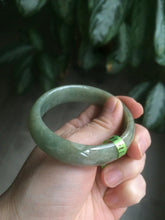 Load image into Gallery viewer, 54.5mm Certified Type A 100% Natural green oval Jadeite Jade bangle L105-2899
