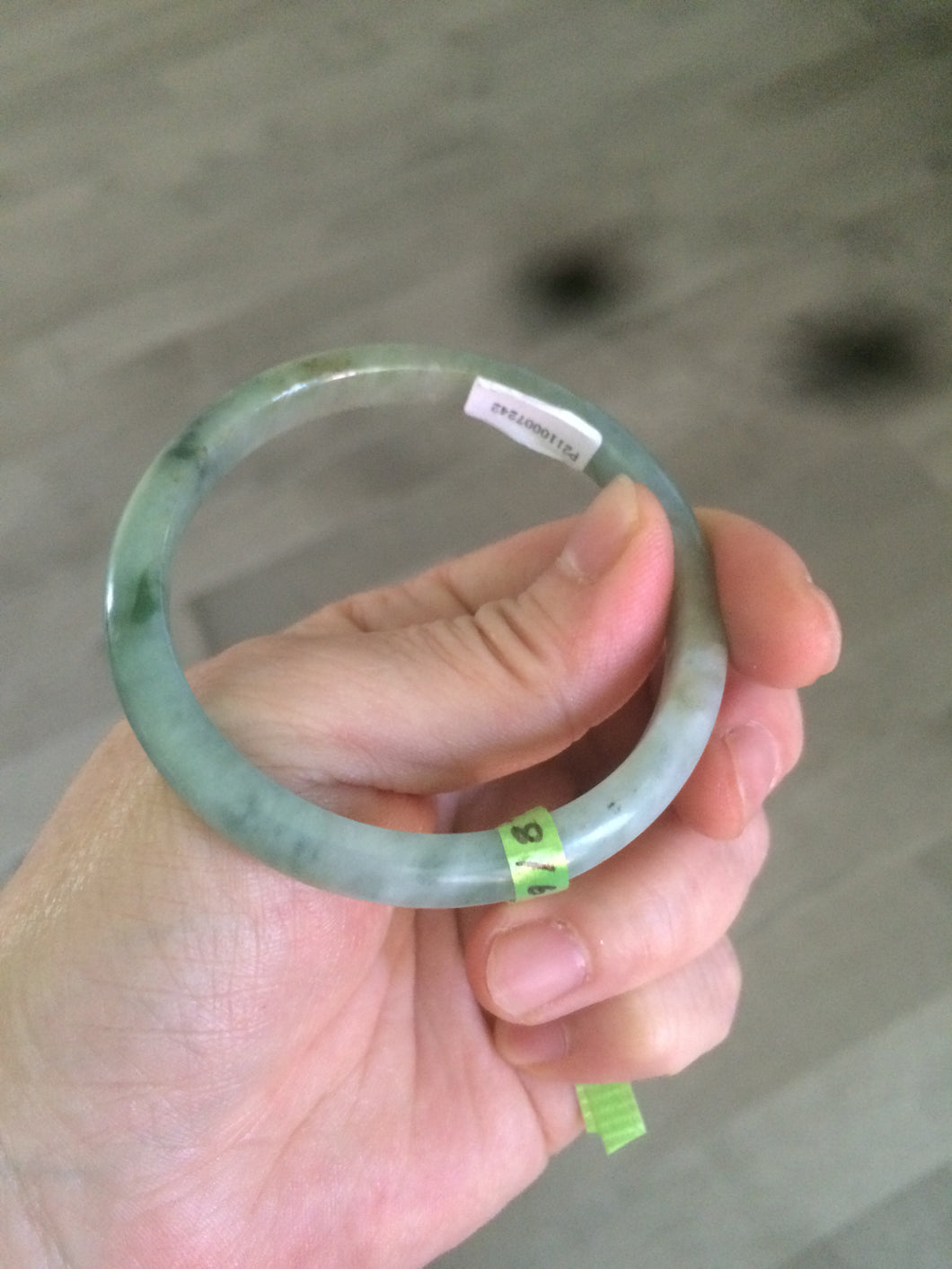 52mm Certified Type A 100% Natural light green/gray Jadeite Jade bangle F114-7242