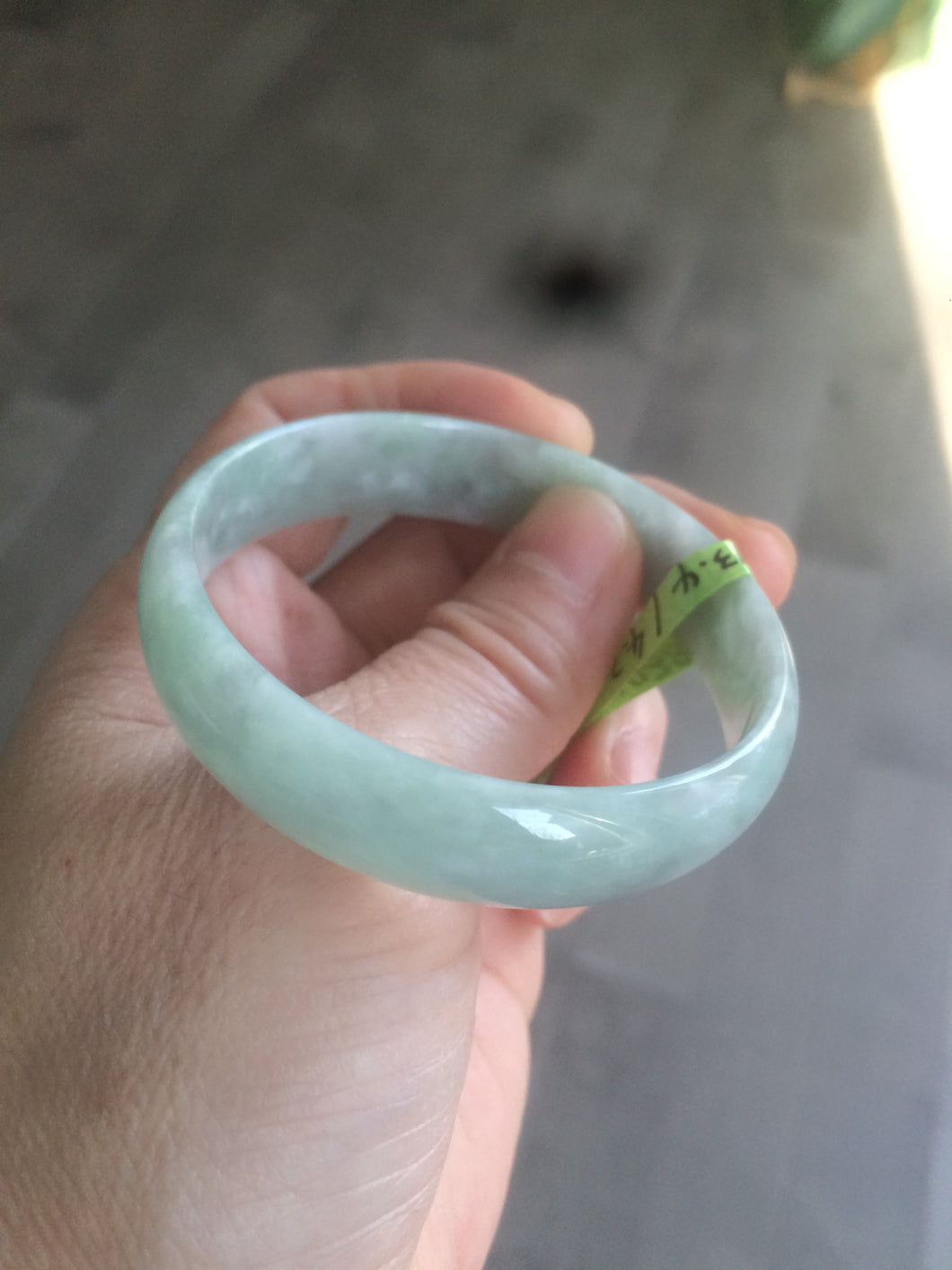 52mm certified Type A 100% Natural light green thin jadeite jade bangle AH10-3438