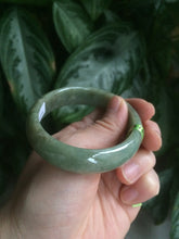 Load image into Gallery viewer, 54.5mm Certified Type A 100% Natural green oval Jadeite Jade bangle L105-2899
