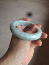 Load image into Gallery viewer, 56.5mm certified Type A 100% Natural green/white chubby Jadeite Jade bangle AF1-4612
