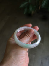 Load image into Gallery viewer, 50.5mm Certified Type A 100% Natural sunny green/white Oval Jadeite Jade bangle F115-0086
