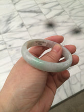 Load image into Gallery viewer, 50.5mm Certified Type A 100% Natural sunny green/white Oval Jadeite Jade bangle F115-0086
