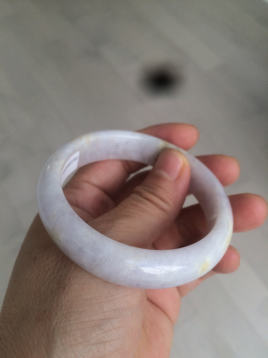 53.5mm certificated Type A 100% Natural light purple/white/yellow Jadeite Jade bangle AH63-4028