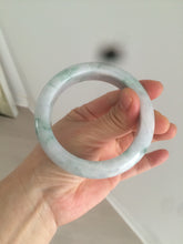 Load image into Gallery viewer, 56.5mm certified Type A 100% Natural green/white chubby Jadeite Jade bangle AF1-4612
