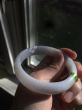 Load image into Gallery viewer, 55.7mm certified Type A 100% Natural white/yellow Jadeite Jade bangle E57-7572
