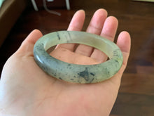 Load image into Gallery viewer, 57.1 mm 100% Natural icy black/light green Chinese ink painting Xiu Jade (Serpentine) bangle T198
