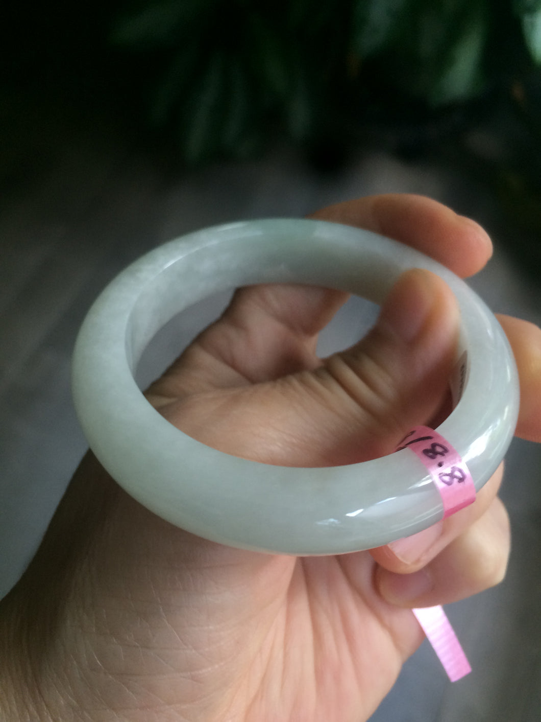 52mm Certified Type A 100% Natural light green/white Jadeite Jade bangle Y69-8442