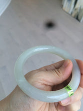 Load image into Gallery viewer, 59.3mm certified 100% Natural icy ash gray round cut nephrite hetian Jade bangle AC46-7436 卖了

