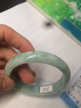 Load image into Gallery viewer, 52.5mm Certified Type A 100% Natural green/gray oval Jadeite Jade  bangle U124-7143
