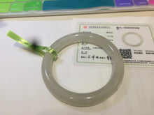 Load image into Gallery viewer, 59.3mm certified 100% Natural icy ash gray round cut nephrite hetian Jade bangle AC46-7436 卖了

