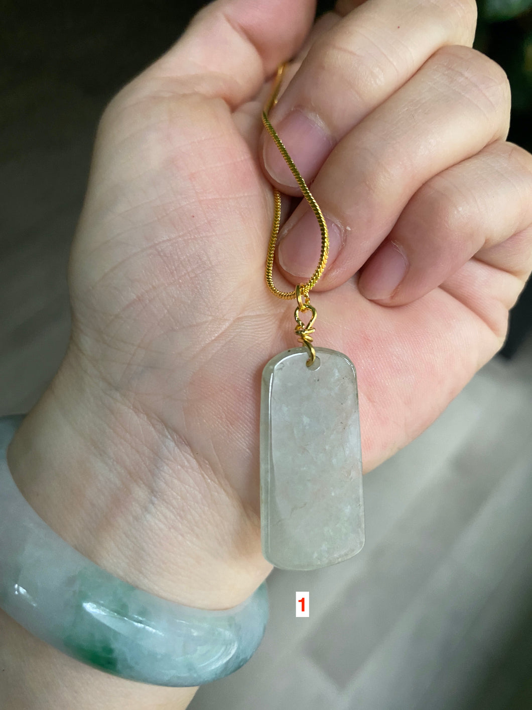 100% natural icy watery light green/clear jadeite jade safe and sound couple pendant pair E34