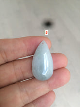 Load image into Gallery viewer, 100% natural icy watery green blue white type A jadeite jade water drop pendant necklace group E52
