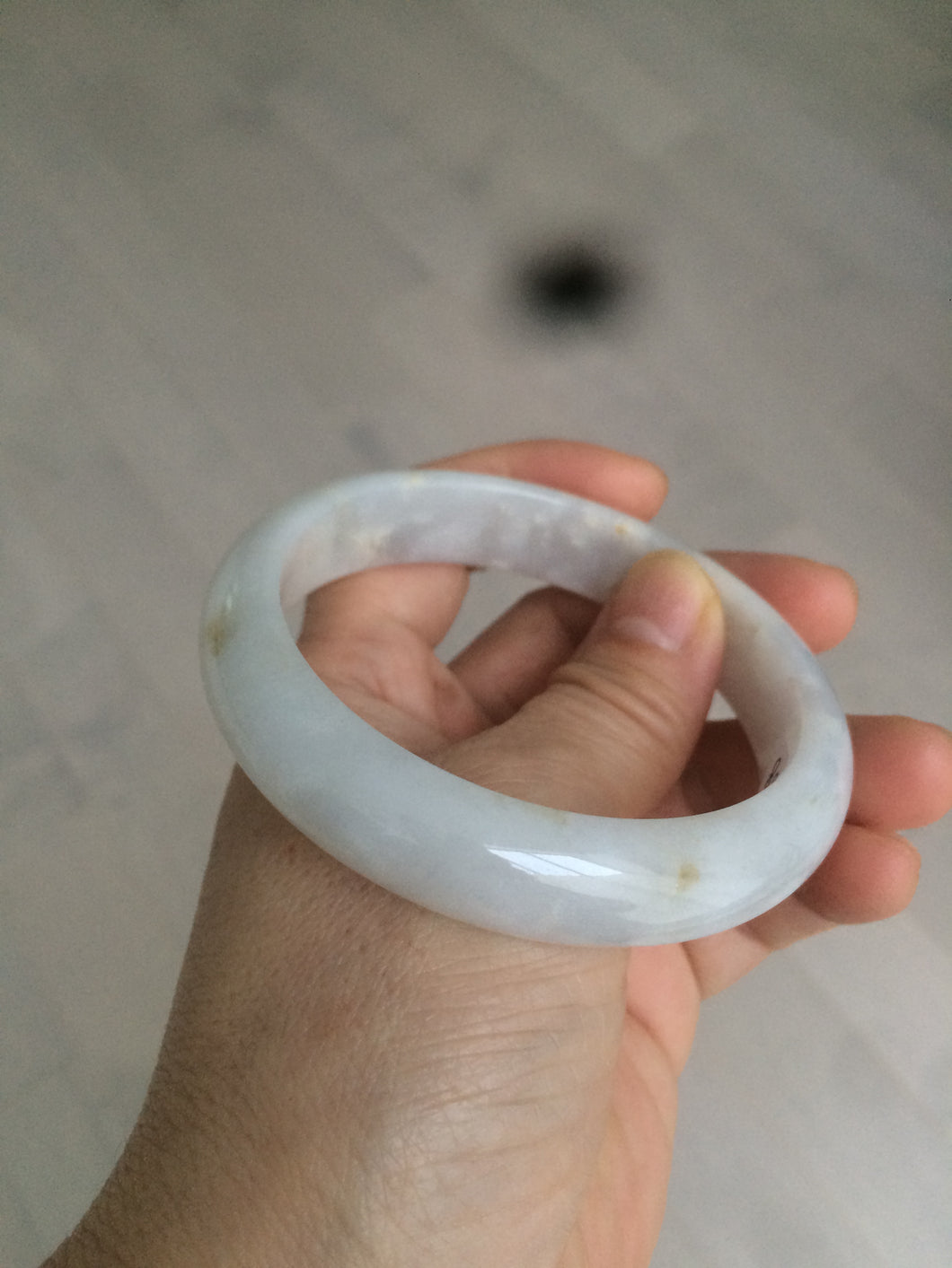 59.4mm Certified 100% natural Type A light green/purple jadeite jade bangle AR34-6568