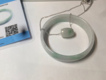 Load image into Gallery viewer, 53.4mm certificated Type A 100% Natural sunny green/white Jadeite Jade bangle pendant set AT36-0759
