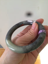 Load image into Gallery viewer, Sale! 100% Natural Certified 55.8 mm black/white (籽料青花) seed material round cut nephrite Hetian Jade bangle E10-5500
