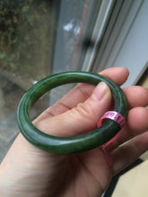 Load image into Gallery viewer, 51.9 mm 100% Natural  dark green nephrite Hetian Jade (和田碧玉) bangle KS-16
