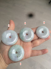 Load image into Gallery viewer, 38-43mm Type A 100% Natural green/purple Jadeite Jade Safety Guardian Button donut Pendant/worry stone/car hanger group AE27
