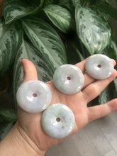 Load image into Gallery viewer, 38-43mm Type A 100% Natural green/purple Jadeite Jade Safety Guardian Button donut Pendant/worry stone/car hanger group AE27
