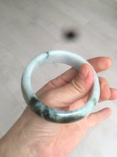 Load image into Gallery viewer, 55.5mm Certified type A 100% Natural green/white chubby Jadeite bangle N103-3792
