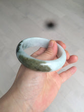 Load image into Gallery viewer, 55.5mm Certified type A 100% Natural green/white chubby Jadeite bangle N103-3792
