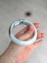 Load image into Gallery viewer, 55.5mm Certified type A 100% Natural green/white chubby Jadeite bangle N103-3792
