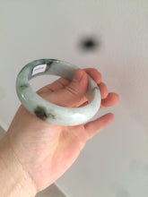 Load image into Gallery viewer, 55.5mm Certified type A 100% Natural green/white chubby Jadeite bangle N103-3792
