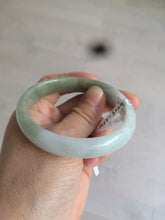 Load image into Gallery viewer, 53.7mm Certified Type A 100% Natural fresh half green half white (半山半水)oval Jadeite Jade bangle K100-5029
