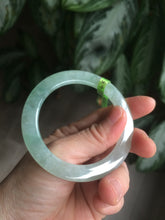 Load image into Gallery viewer, 52mm Certified Type A 100% Natural super watery green flat style Jadeite bangle L110-0036
