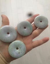 Load image into Gallery viewer, 38-43mm Type A 100% Natural green/purple Jadeite Jade Safety Guardian Button donut Pendant/worry stone/car hanger group AE27
