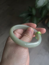 Load image into Gallery viewer, 49.5mm Type A 100% Natural icy light green oval Jadeite Jade bangle L109
