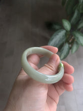 Load image into Gallery viewer, 49.5mm Type A 100% Natural icy light green oval Jadeite Jade bangle L109
