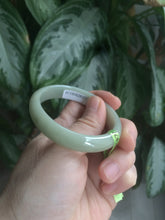 Load image into Gallery viewer, 49.5mm Type A 100% Natural icy light green oval Jadeite Jade bangle L109
