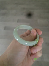 Load image into Gallery viewer, 49.5mm Type A 100% Natural icy light green oval Jadeite Jade bangle L109
