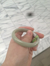 Load image into Gallery viewer, 49.5mm Type A 100% Natural icy light green oval Jadeite Jade bangle L109
