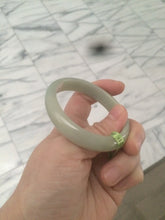 Load image into Gallery viewer, 49.5mm Type A 100% Natural icy light green oval Jadeite Jade bangle L109
