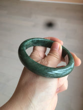 Load image into Gallery viewer, 58mm Certified Type A 100% Natural spinach green/black Jadeite Jade bangle S41-9254
