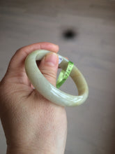 Load image into Gallery viewer, 52mm certified 100% natural Type A green/yellow oval jadeite jade bangle s39-8541
