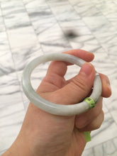 Load image into Gallery viewer, 55.8mm Certified Type A 100% Natural icy white/green round cut Jadeite Jade bangle E53-1281
