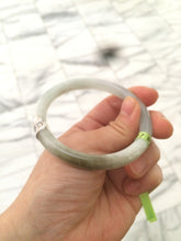 Load image into Gallery viewer, 55.8mm Certified Type A 100% Natural icy white/green round cut Jadeite Jade bangle E53-1281
