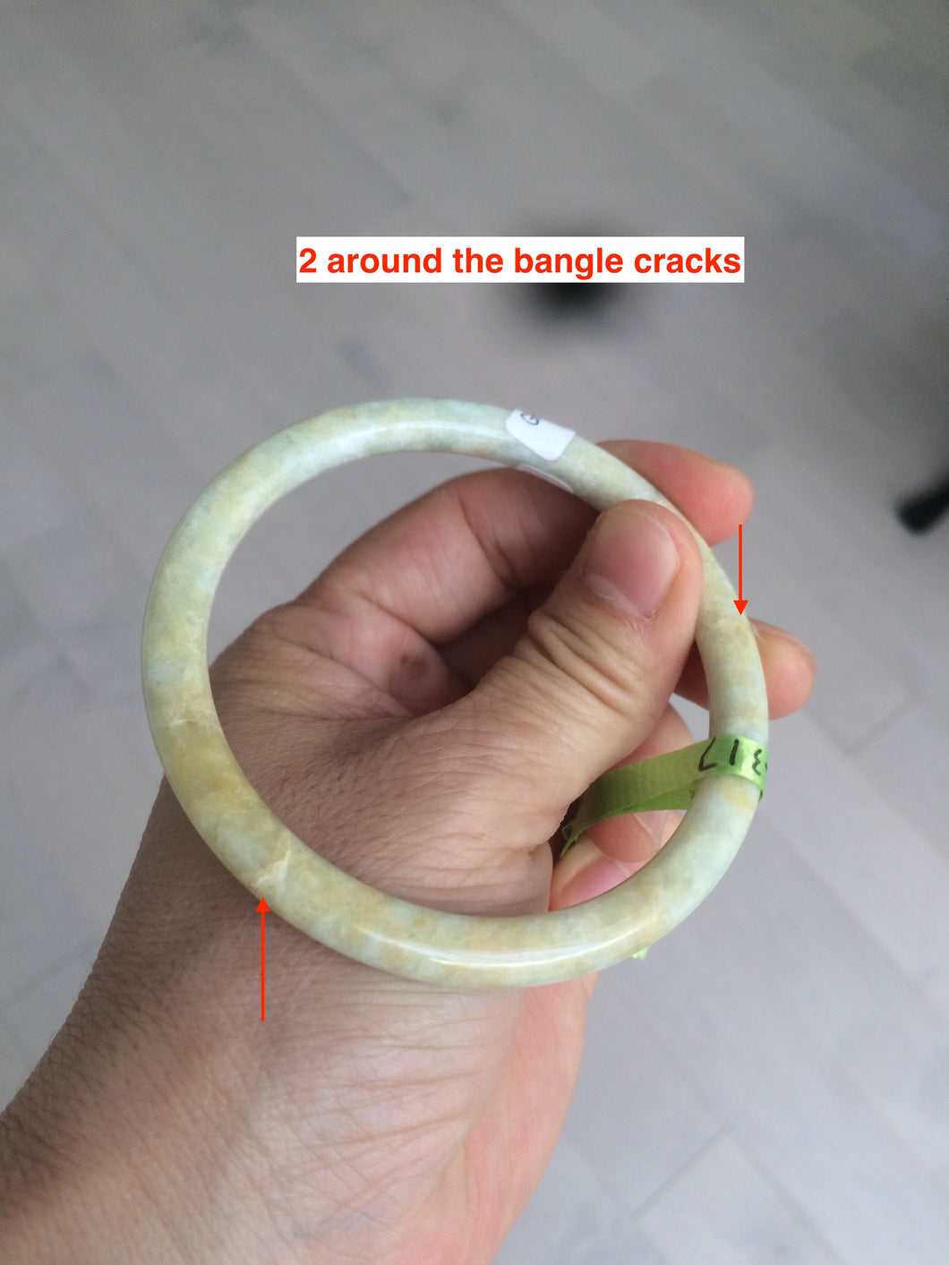 57-58mm certified Type A 100% Natural icy yellow round cut Jadeite Jade bangle group GC Add on item. No sale individually!