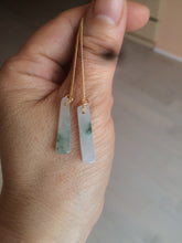 Load image into Gallery viewer, 100% Natural icy watery green Misty rain (烟雨江南) safe and sound dangling jadeite Jade earring C22
