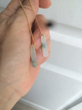 Load image into Gallery viewer, 100% Natural icy watery green Misty rain (烟雨江南) safe and sound dangling jadeite Jade earring C22
