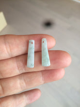 Load image into Gallery viewer, 100% Natural icy watery green Misty rain (烟雨江南) safe and sound dangling jadeite Jade earring C22
